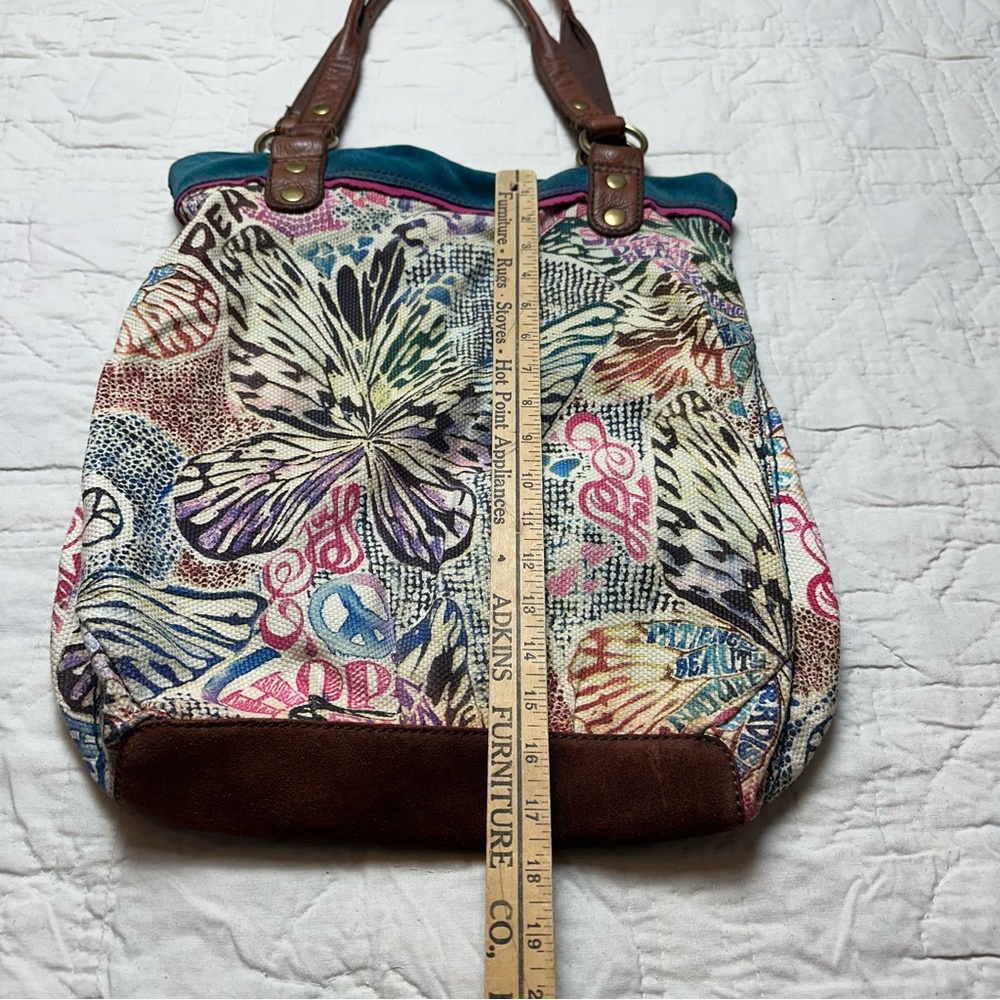Boho Butterfly Canvas Tote | Slouchy Leather Trim · Lucky Brand - Picture 9 of 16